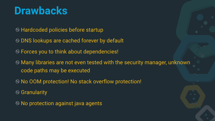 Java Security Manager Drawbacks